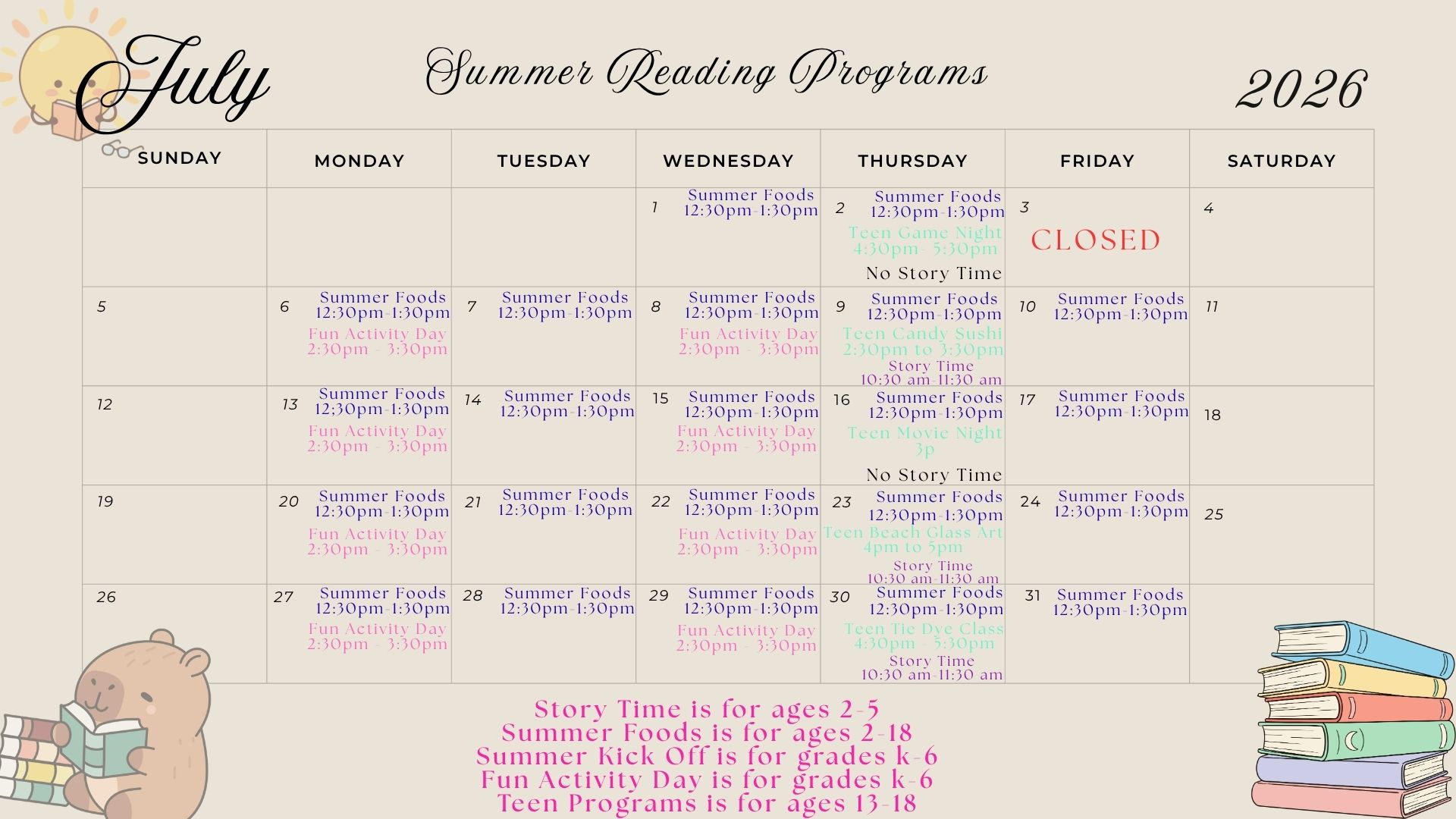 July calendar